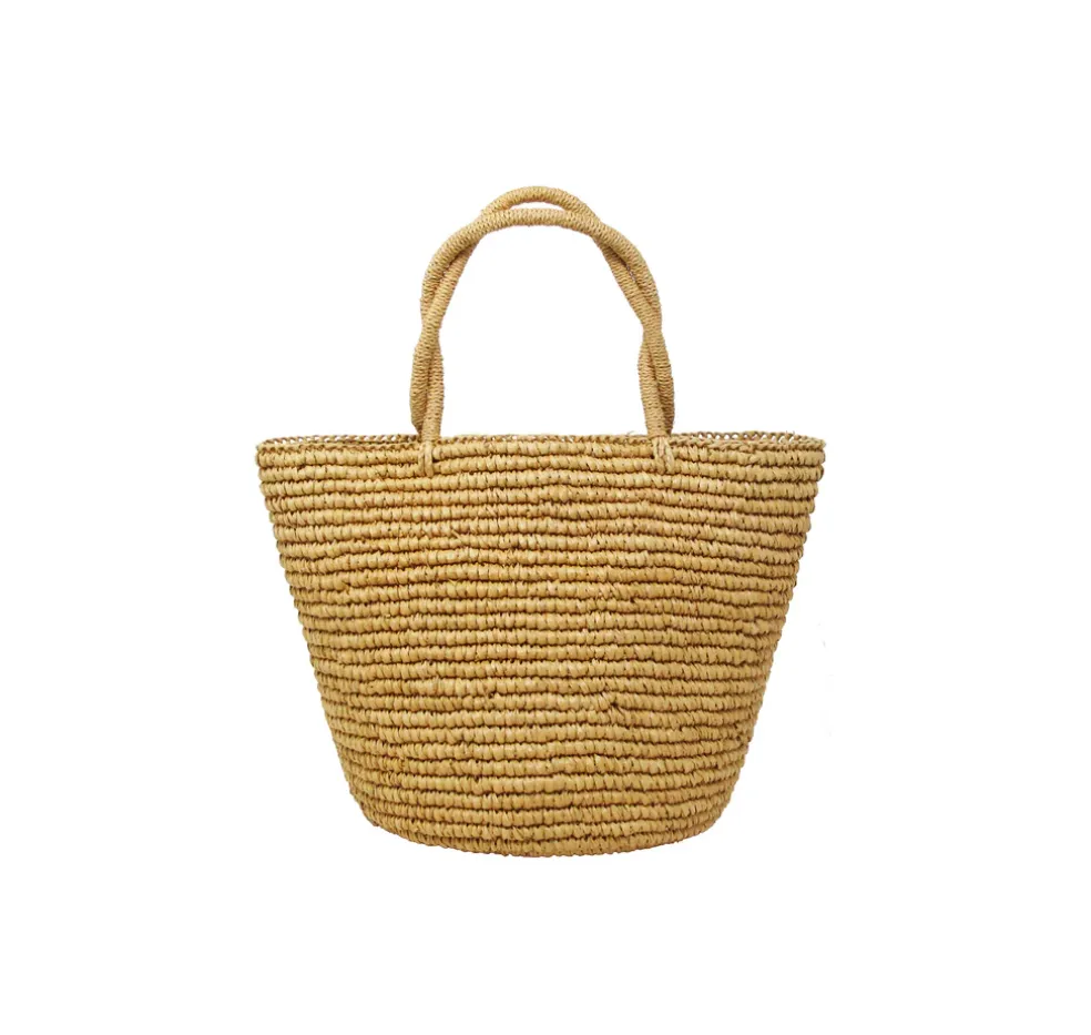 Baby tote woven straw solid