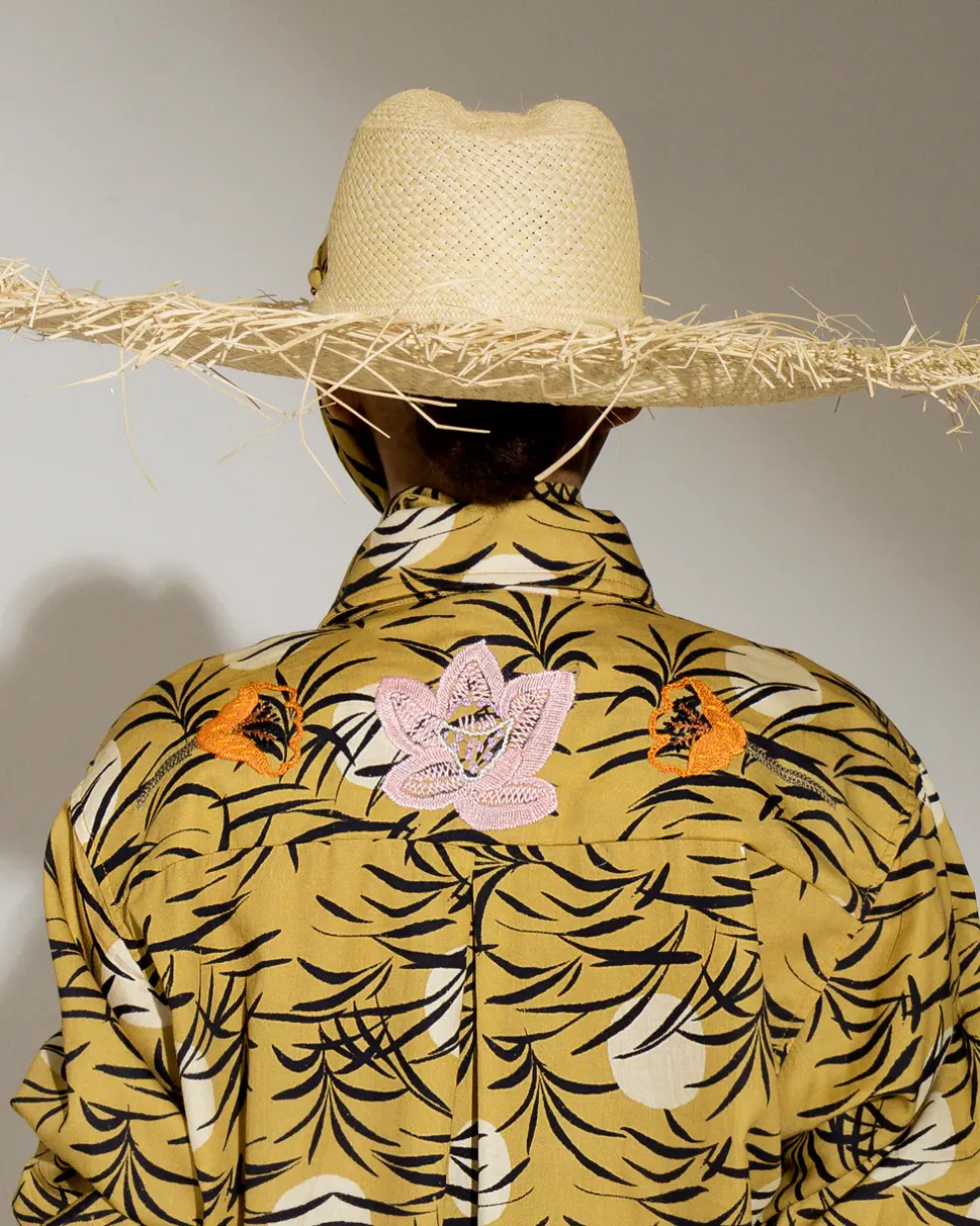 Beach Shirt with Hand Embroidered Details