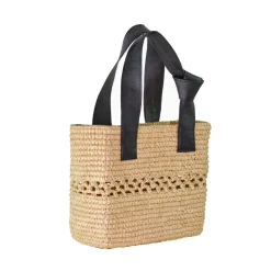 Canasta Calada With Leather Handle and Tied Detail
