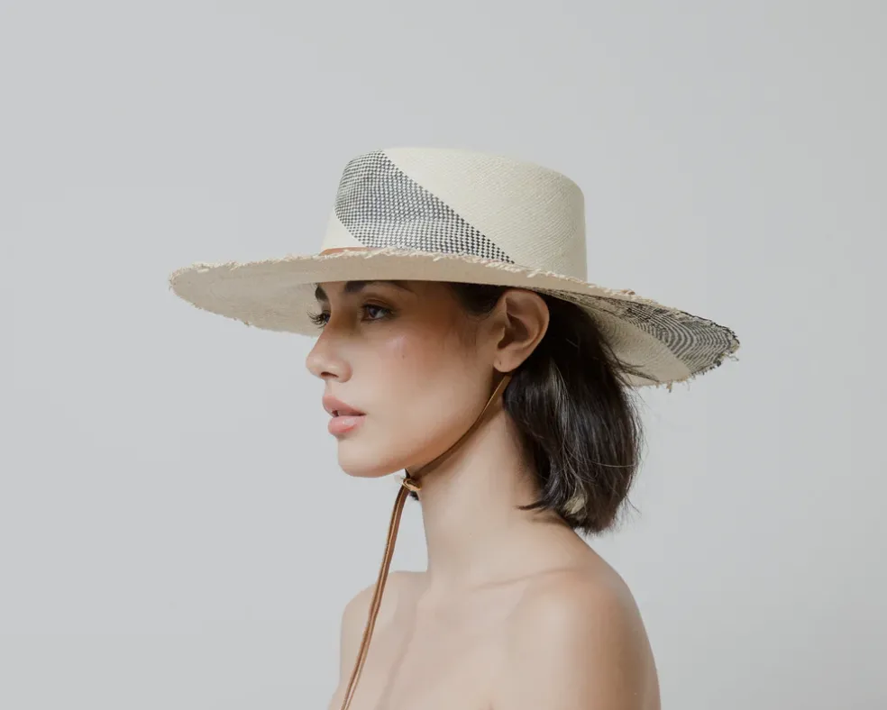 Caracol Frayed Cordovan Long Brim Hat