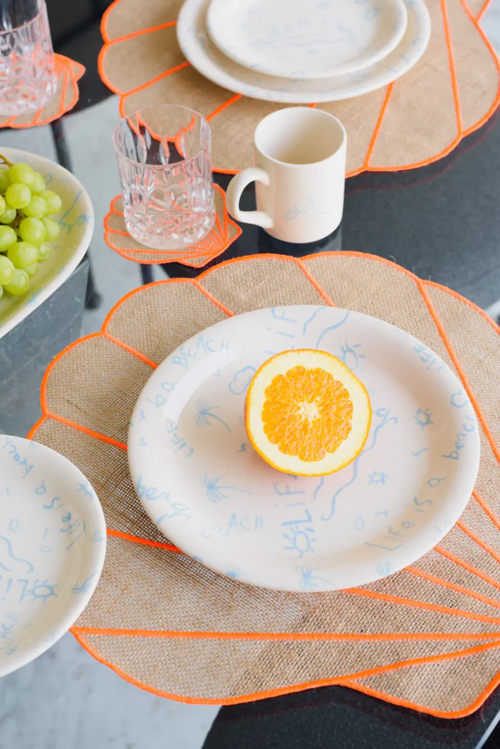 Ceramic Dinner Plate “Life is a Beach” (Set of 4)