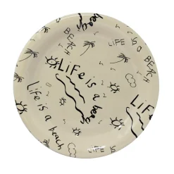 Ceramic Dinner Plate “Life is a Beach” (Set of 4)