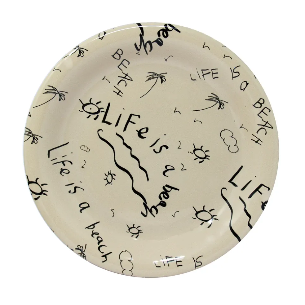 Ceramic Dinner Plate “Life is a Beach” (Set of 4)