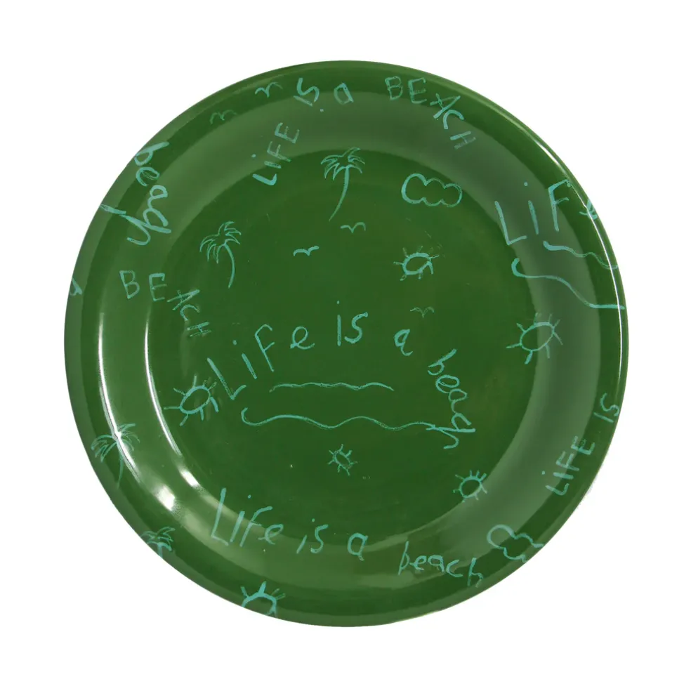 Ceramic Dinner Plate “Life is a Beach” (Set of 4)