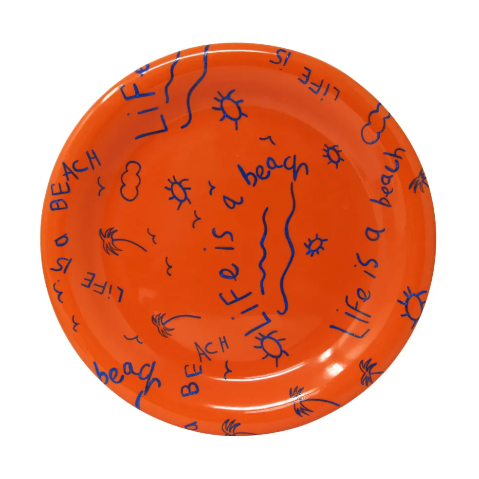 Ceramic Dinner Plate “Life is a Beach” (Set of 4)