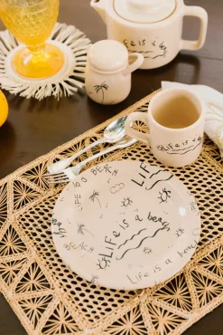 Ceramic Jar & Spoon “Life is a Beach”