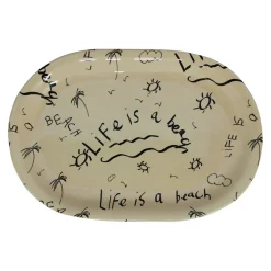 Ceramic Oval Platter “Life is a Beach” (Set of 2)