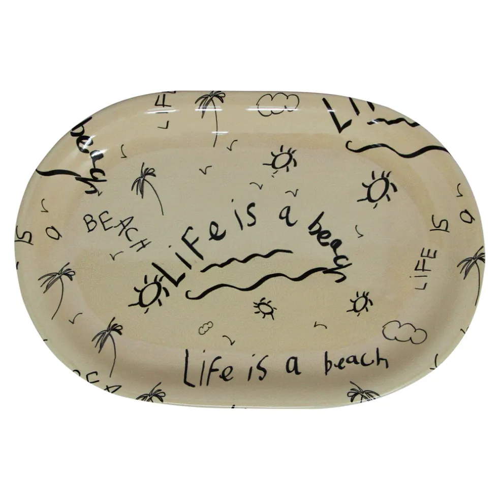Ceramic Oval Platter “Life is a Beach” (Set of 2)