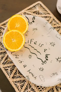 Ceramic Oval Platter “Life is a Beach” (Set of 2)
