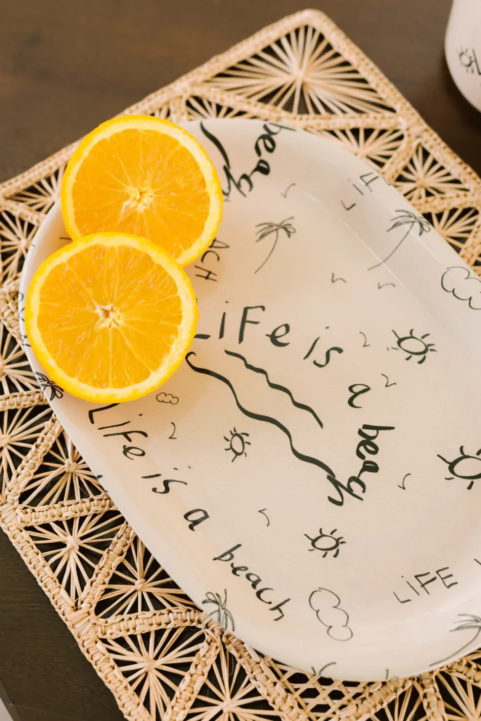 Ceramic Oval Platter “Life is a Beach” (Set of 2)