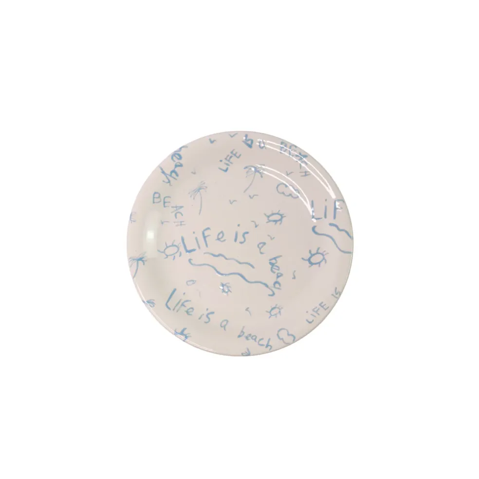 Ceramic Quarter Plate/Dessert Dish “Life is a Beach” (Set of 4)