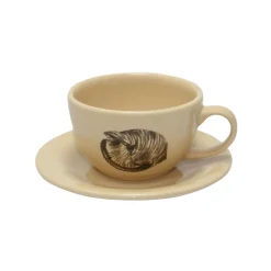 Ceramic Tea Cup & Tea Plate “Conchas de la Isla Cream” (Set of 4)
