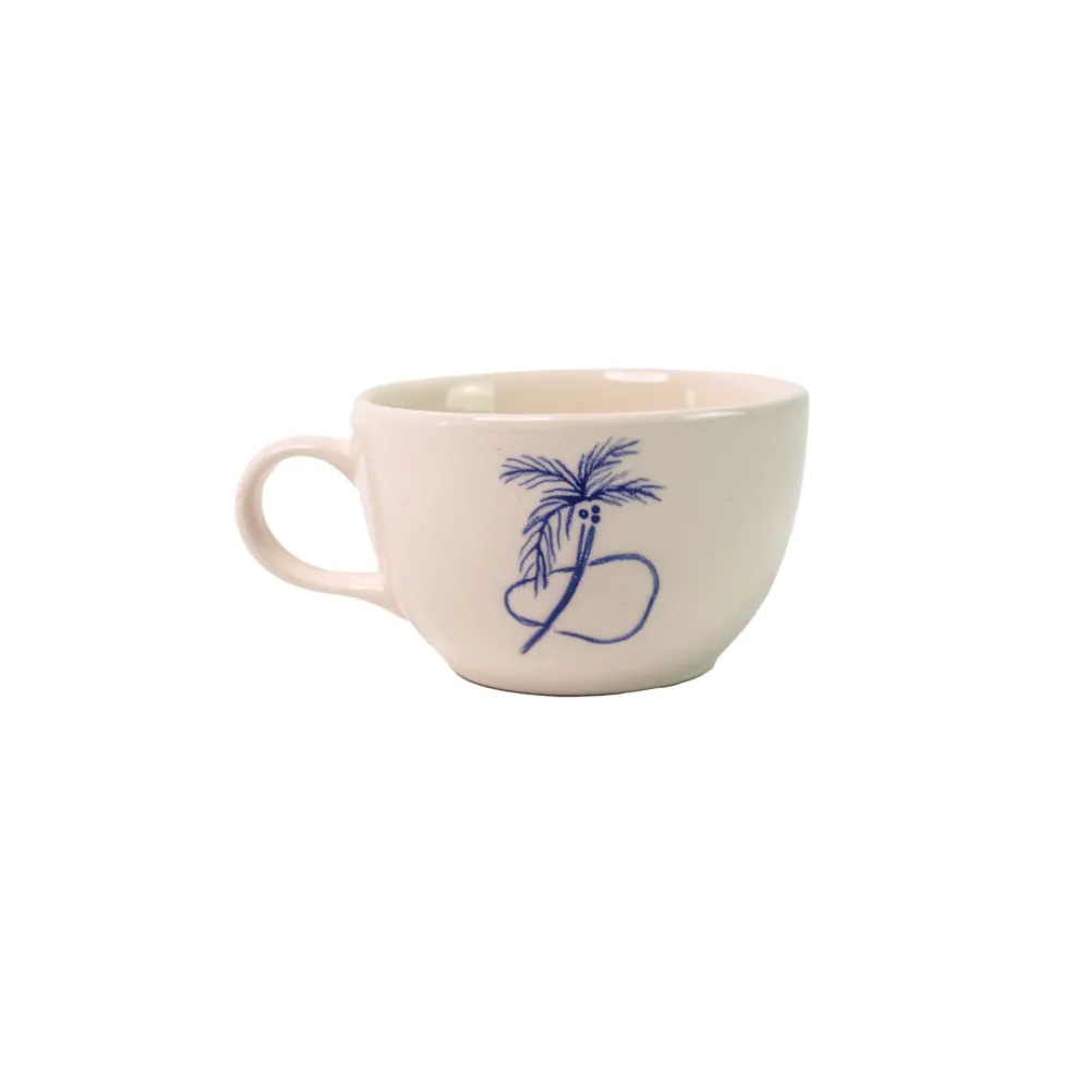 Ceramic Tea Cup & Tea Plate "Trazos Sicilia Black" (Set of 4)