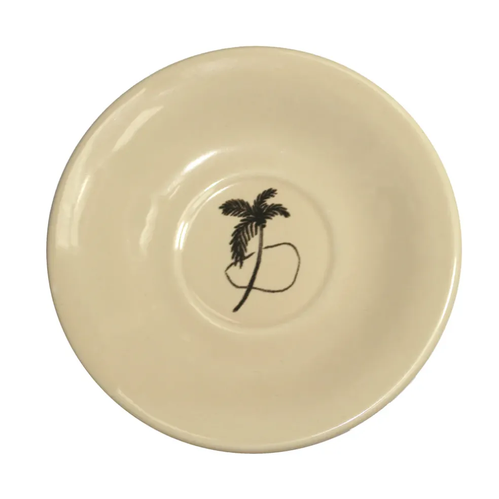 Ceramic Tea Cup & Tea Plate "Trazos Sicilia Black" (Set of 4)