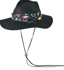 Classic Long Brim Hat with fabric and adjustable leather band