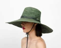 Crochet Extra Long Brim Glamour with Adjustable Leather Band