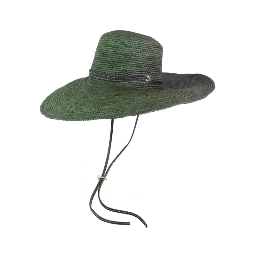 Crochet Extra Long Brim Glamour with Adjustable Leather Band