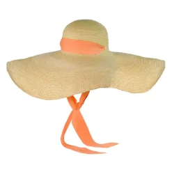 Crochet Extra Long Brim Glamour Hat With Grosgrain Adjustable Ribbon