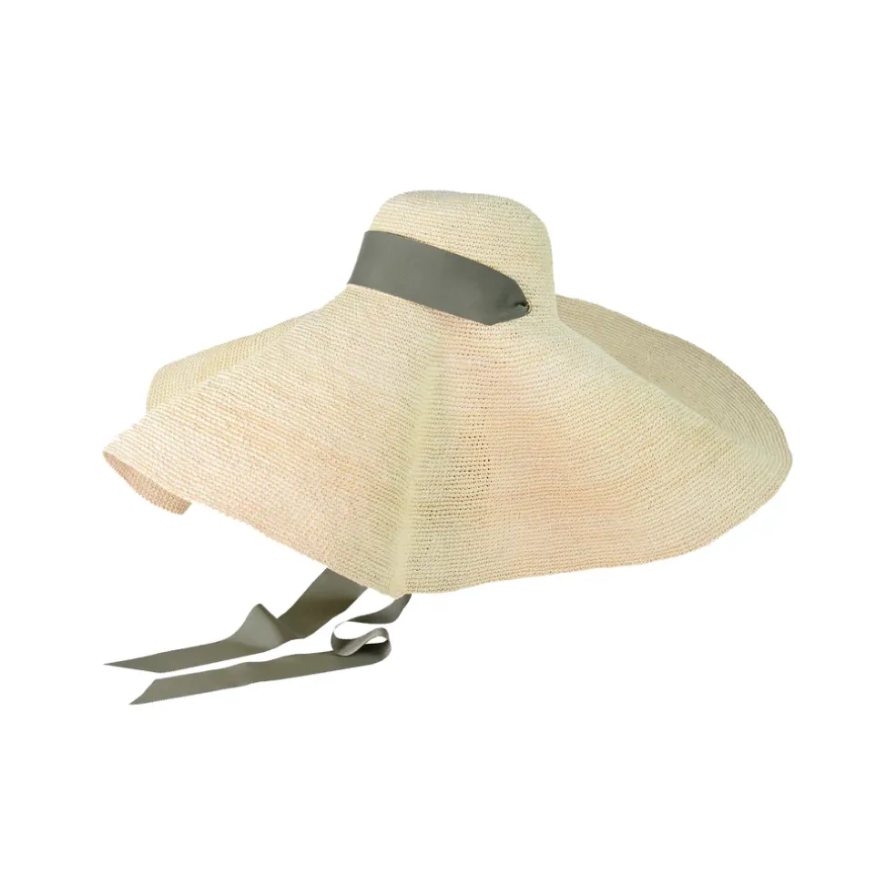 Crochet Extra Long Brim Glamour Hat With Grosgrain Adjustable Ribbon