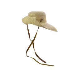 Crochet Hippie hat Extra Long Brim with Leather band