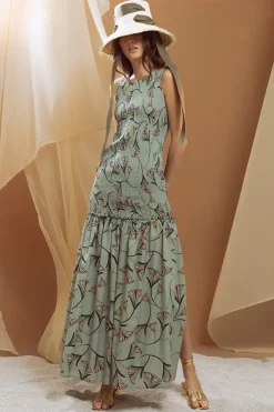 Elasticized Bodice Maxi Dress