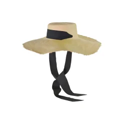 Extra Long Brim Frayed Cordovan With Adjustable Ribbon
