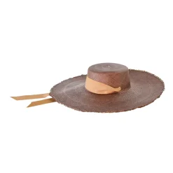 Extra Long Brim Frayed Cordovan With Adjustable Ribbon