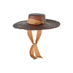 Extra Long Brim Frayed Cordovan With Adjustable Ribbon