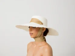 Extra Long Brim Frayed Cordovan With Adjustable Ribbon