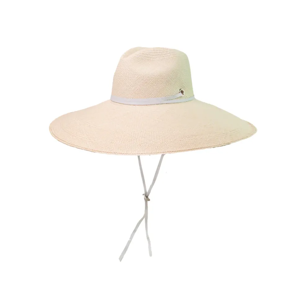 Extra Long Brim Panama Hat with Leather Band