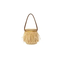 Feathers Mini Bucket with Leather handle
