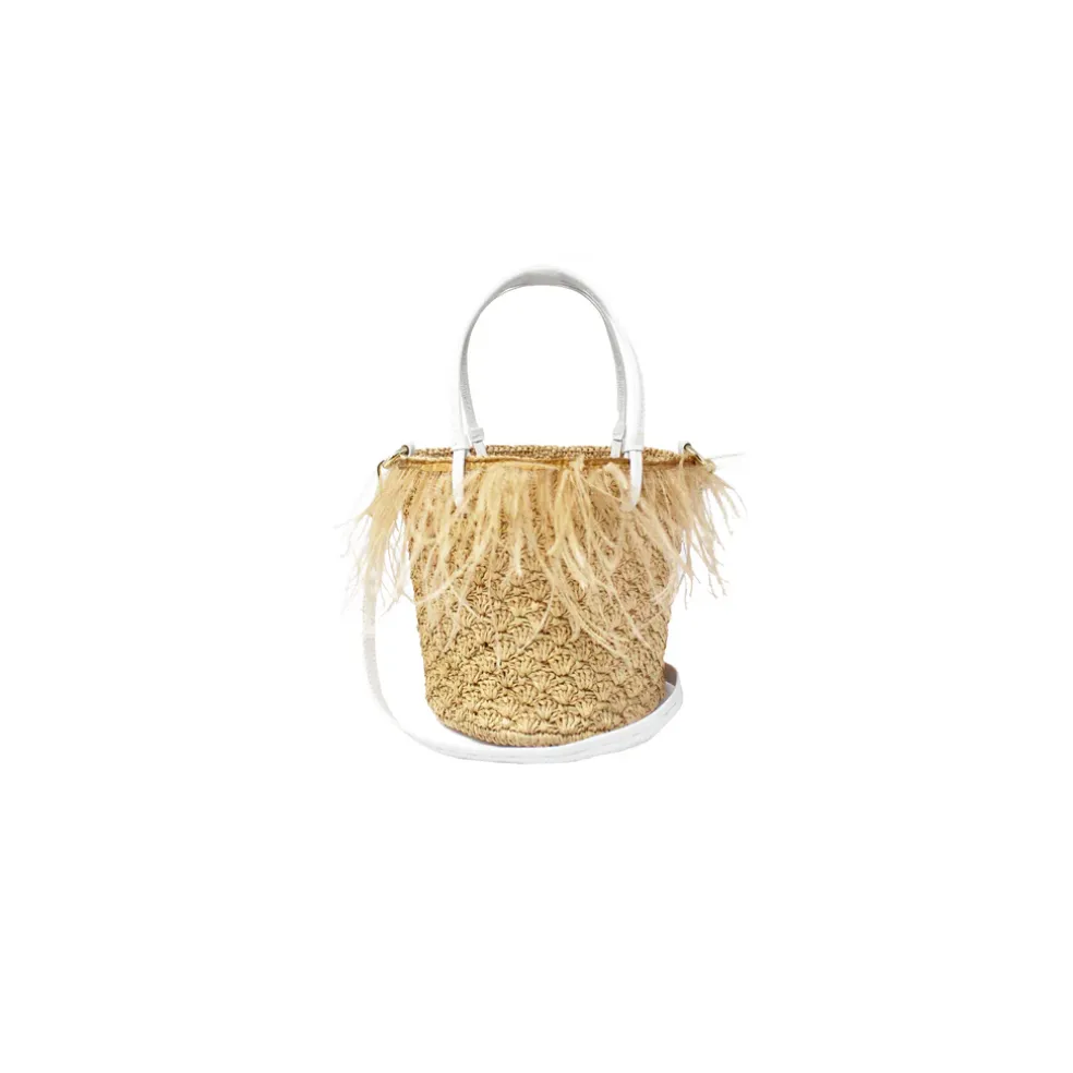 Feathers Seashell Soft Baby Bucket with Leather Handle
