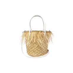Feathers Seashell Soft Baby Bucket with Leather handles