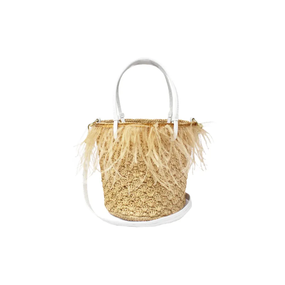 Feathers Seashell Soft Baby Bucket with Leather handles