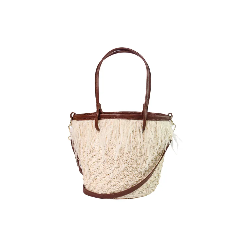 Feathers Seashell Soft Baby Bucket with Leather handles