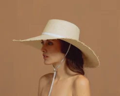 Frayed Cordovan Extra Long Brim Hat