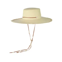 Frayed Cordovan Long Brim Hat With Shells