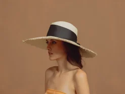 Frayed Extra Long Brim Aguacate Hat With Maxi Ribbon