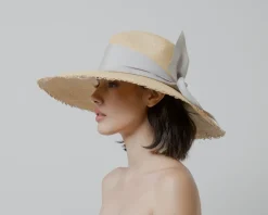 Frayed Extra Long Brim Aguacate Hat With Maxi Ribbon