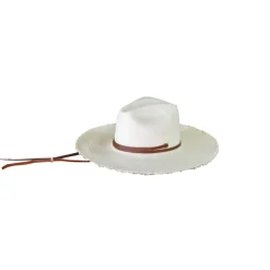 Frayed Fedora Long Brim With Adjustable Leather Band