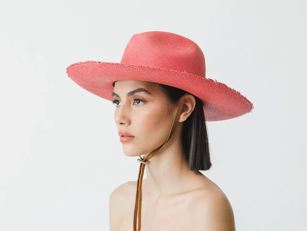 Frayed Fedora Long Brim With Adjustable Leather Band