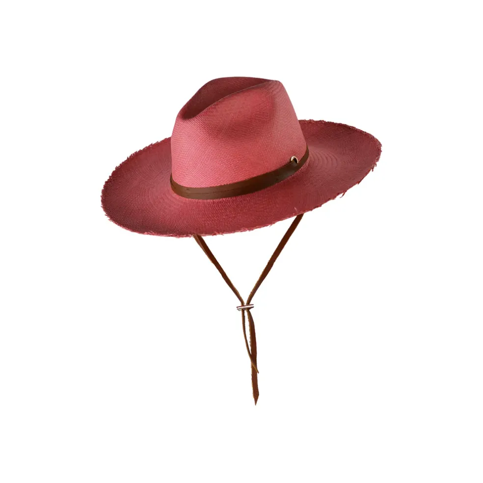 Frayed Fedora Long Brim With Adjustable Leather Band