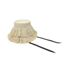 Frayed Lampshade Hat With Narrow Ribbon