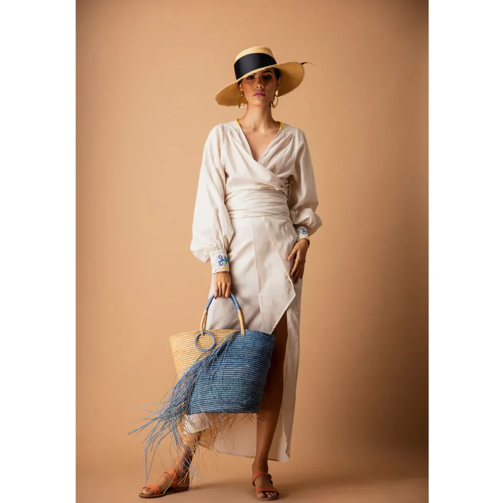 Frayed Long Brim Cordovan Hat With Maxi Bow