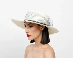 Glamour Frayed Cordovan Long Brim Hat