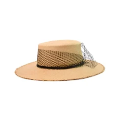 Glamour Frayed Cordovan Long Brim Hat