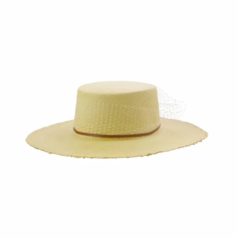 Glamour Frayed Cordovan Long Brim Hat