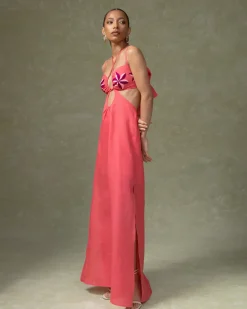 Hand Embroidered Cut Out Maxi Dress