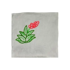 Hand embroidered linen napkins (Set of 4 Units)