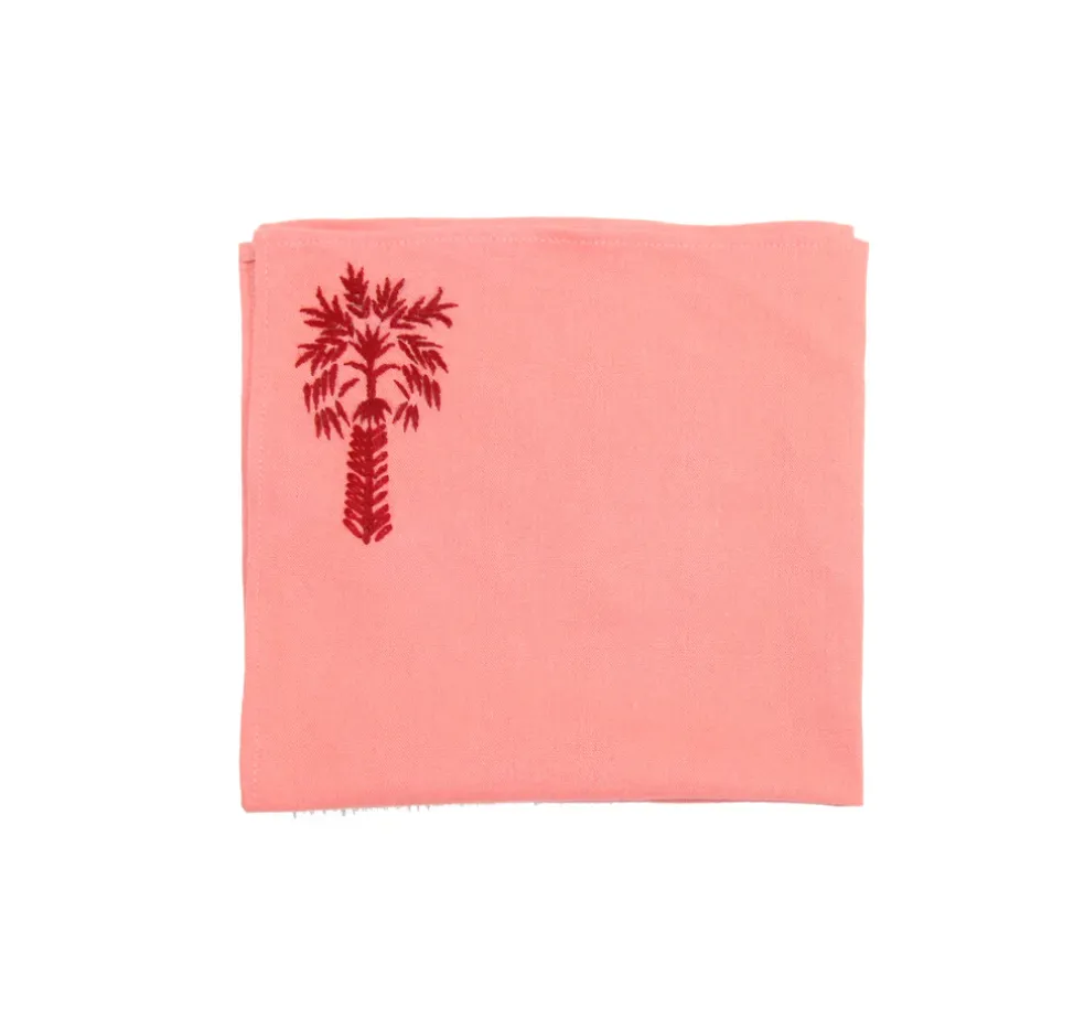 Hand embroidered linen napkin (Set of 4 Units)